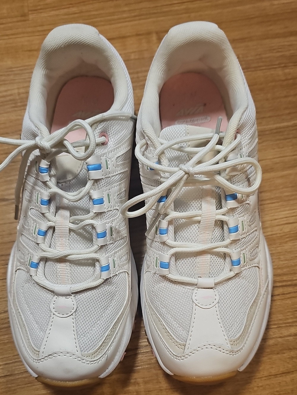 Avia Women's White Sneakers with Subtle Blue Accents